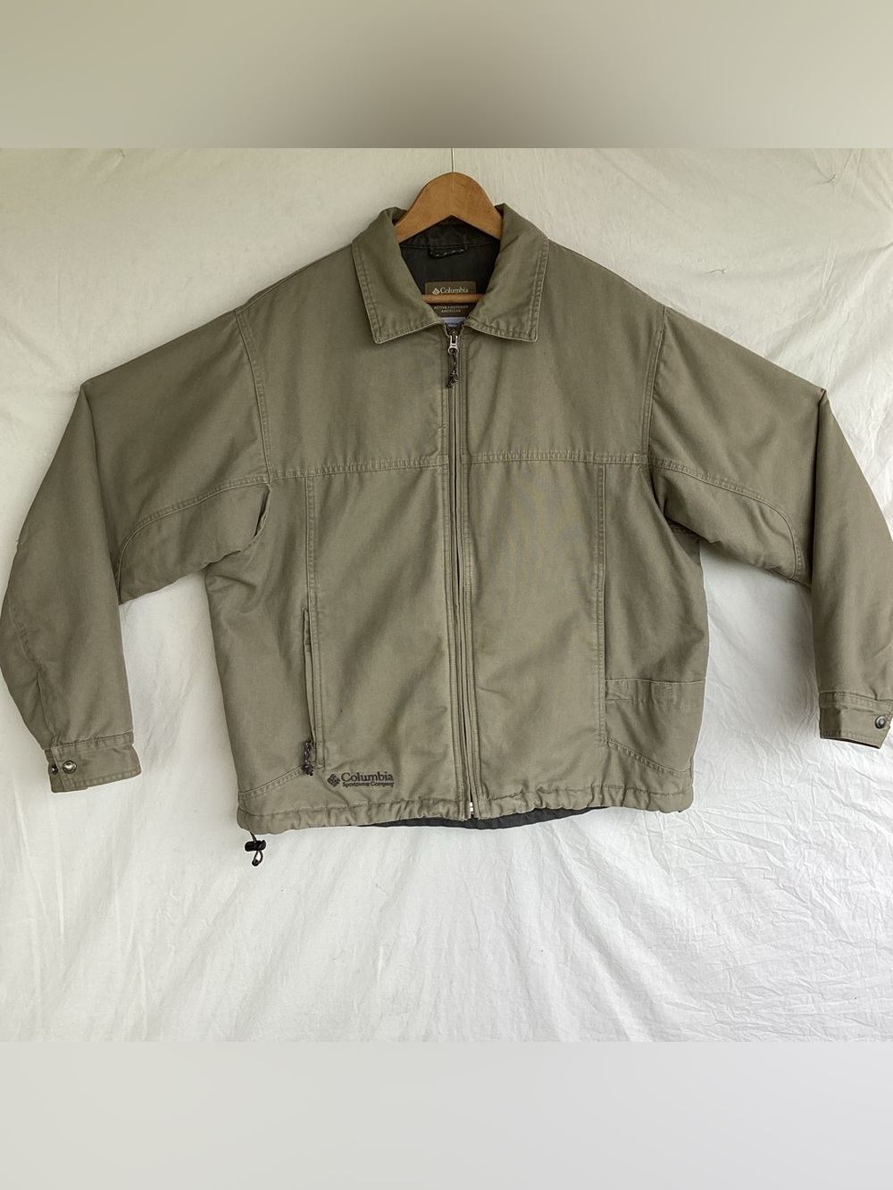 Vintage Columbia 2004 canvas Harrington style utility workwear jacket Y2K khaki